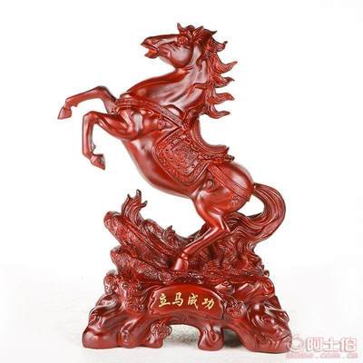 聯(lián)友廠(chǎng)家直銷(xiāo)樹(shù)脂工藝品 立馬成功仿木紋招財(cái)擺件，高級(jí)開(kāi)業(yè)禮品之選